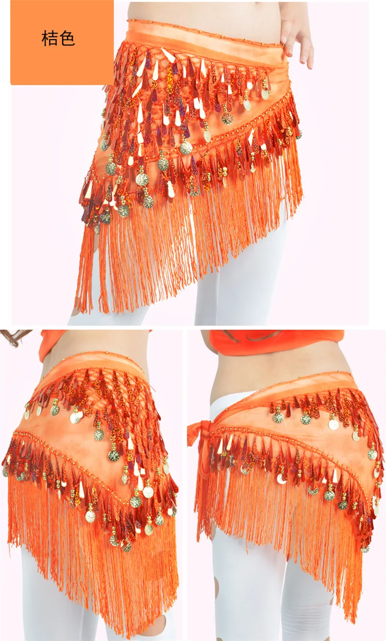 Accesorios de danza del vientre cinturones de danza del vientre triangular bufanda de cadera lentejuelas bandage danza cadena