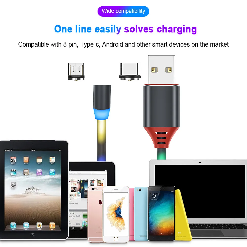 Магнитный Micro usb type C кабель для быстрой зарядки для iOS Android xiaomi samsung Голосовое управление умный кабель отключения питания