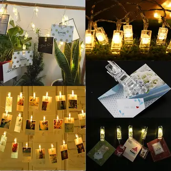 

6M USB Battery Powered 40LED Photo Picture Peg Clip Fairy String Light Holiday Party Hanging Decor