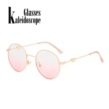Калейдоскоп очки новые корейские очки оправа прилива Собака Декоративные дужки металлические круглые очки оправа милые розовые очки
