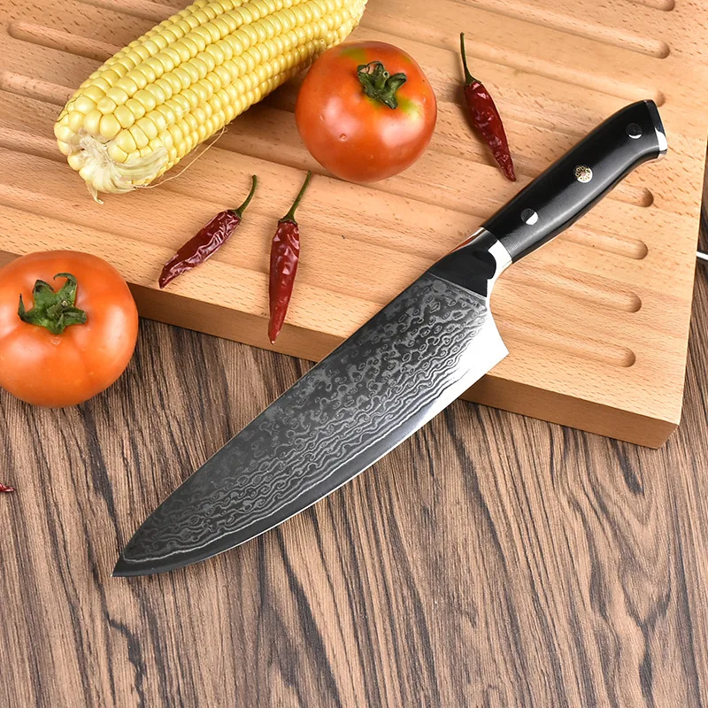 

8'' Professional Chef Knife Gyuto Japanese Damascus Stainless Steel Kitchen Knife Very Sharp Cooking knives G10 Handle