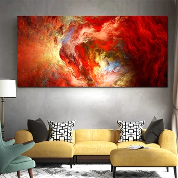 

AAHH White Orange Think Independe Cloud Abstract Wall Picture Oil Painting for Living Room Canvas Modern Art Poster and Print