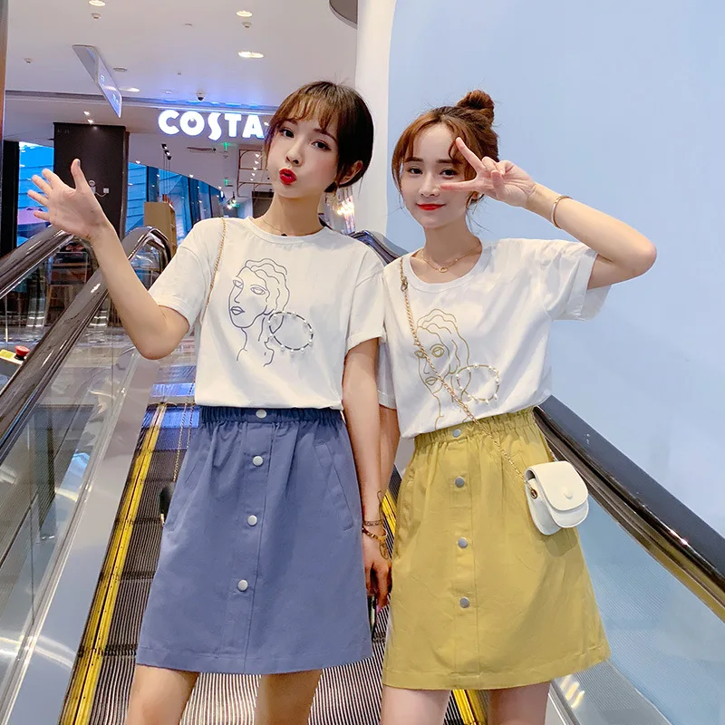 

Summer Online Celebrity Short-height Short Best Friend WOMEN'S Suit Two-Piece Set Western Style by Age Sisters Outfit Skirt