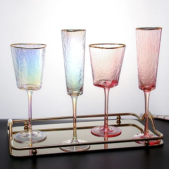 

Tracing Gold Crystal Glass Red Wine Glass Triangle Glass Champagne Glass Tall Cocktail Glass Party Banquet Fashion Wine Glass