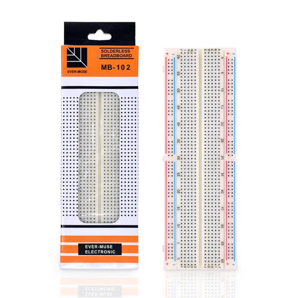 

MB-102 Breadboard 830 Hole Point Solderless PCB Universal Prototype Bread Board Test Develop For DIY KIT Nodemcu Raspberri Pi