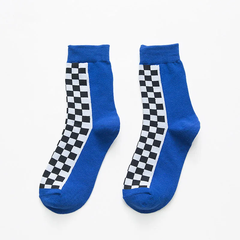 5 Корея Funky Checkerboard Harajuku тренд весенние носки унисекс геометрические клетчатые носки мужские Хип Хоп Хлопок Уличная новинка носки - Цвет: 5