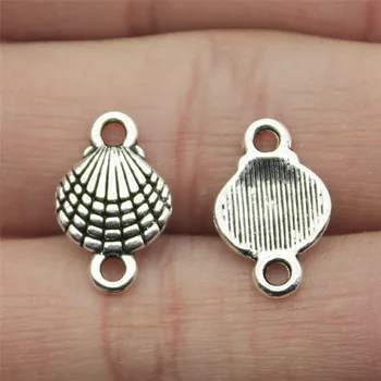 

WYSIWYG 20pcs Shell Charms Connector Handmade Accessories Antique Silver Color 10x16mm For Jewelry Making