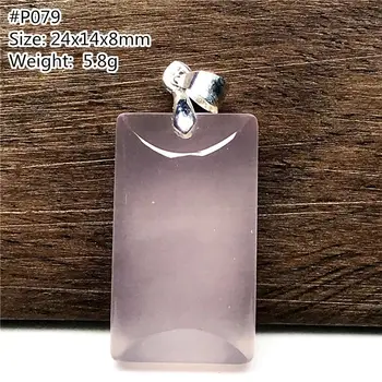 

Top Natural Mozambique Rose Quartz Pendant Jewelry For Women Man 24x14x8mm Pink Beads Silver Rectangle Crystal Gemstone AAAAA