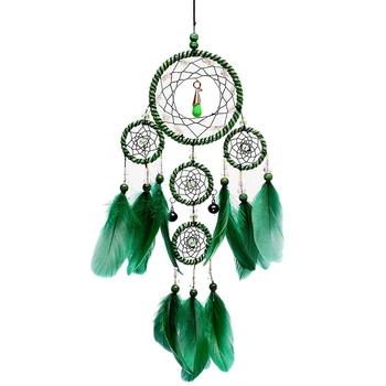 

Creative Handmade Forest Wall Hanging Feathers Dream Catcher Tapestry Crafts Ornaments Gift Home Decor Green Length 50cm