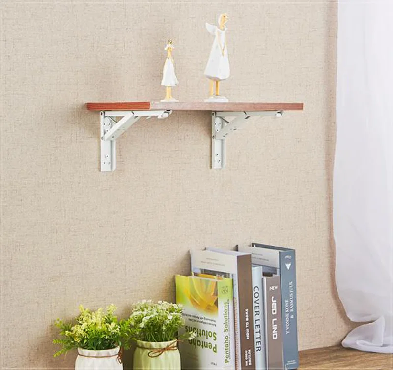 shelf1 pairSturdy folding frame heavy white metal table folding frame bracket 8 inches, stacking hinge wall hangingshelf