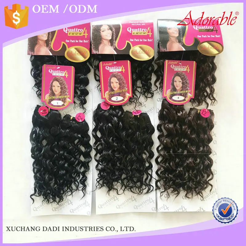 Adorable Synthetic Bundles With Closure / Spanish Wave 4PCS Set / 8-14inch Natural Weave Color African Afro Extension Hair