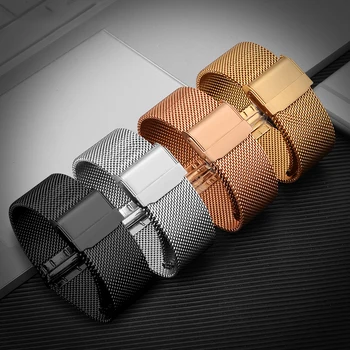 

DOM Milanese Stainless Steel Watch Strap Band 16mm 20mm 22mm Watchband Bracelet Strap Mesh Buckle Replacement Watchbands