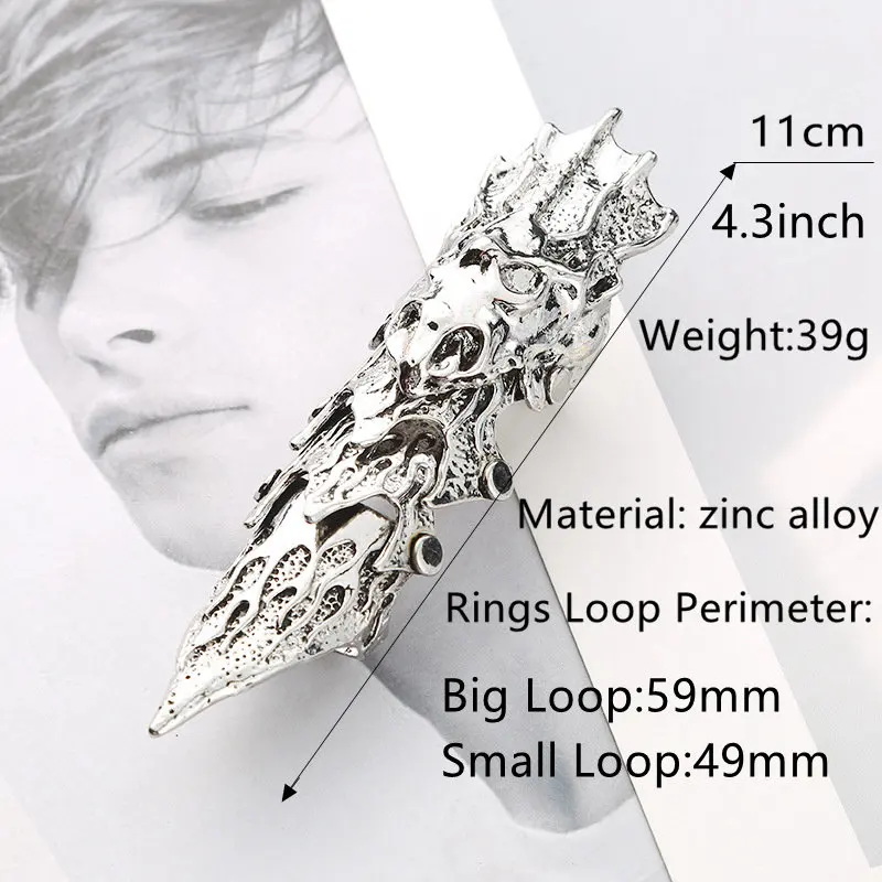 men rings H Винтажные мужские кольца с животным черепом, мужские кольца в стиле панк-рок, античное серебряное кольцо на палец с большим драконом, ювелирные изделия, мужские аксессуары, подарки - Цвет основного камня: men rings H