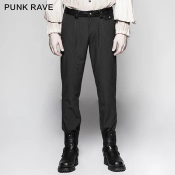 

Punk Rave Gothic Casual Pinstripe Simple Retro Steampunk Gentleman Men's Trousers Pants Stage Performance Wedding Pants