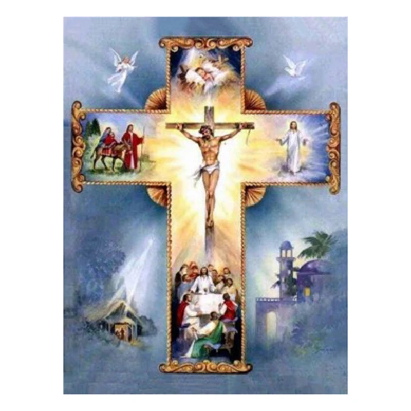 

Diamond Painting Full Diamond Square Religious Diamond Crucifix DIY Diamond Embroidery Jesus Church Wall Decoration