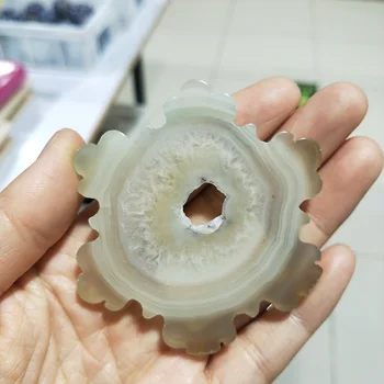 

Natural Quartz Crystal Carved Agate Geode Snowflake Feng Shui Healing Reiki For Christmas Gift