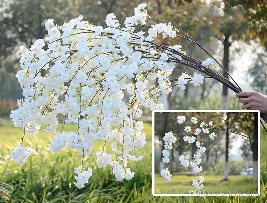 

Fake Cherry Blossom Flower Branch Begonia Sakura Tree Stem 138cm Long for Event Wedding Party Artificial Decorative Flowers