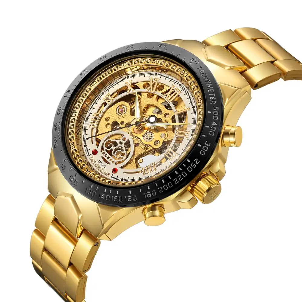 Мужские наручные часы Reloj Hombre 2020 MGORKINA королевское золото прозрачный чехол