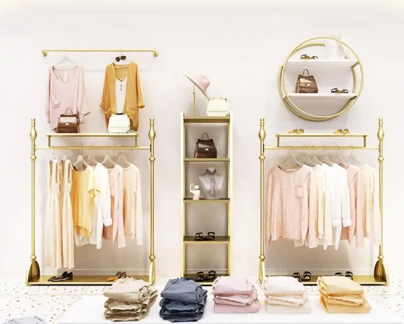 

Clothing store display racks floor-standing women's clothing store display shelves hanging hangers