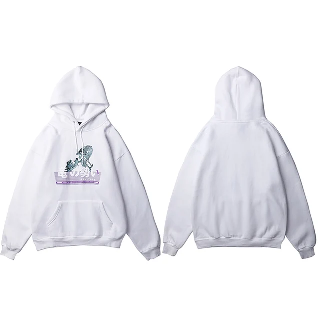 Для мужчин в стиле «хип-хоп» свитер с капюшоном иероглифы обувь в японском стиле Харадзюку уличная Дракон Тигр пуловер с капюшоном флис зима-осень хлопок Повседневное - Цвет: A45HD23 White