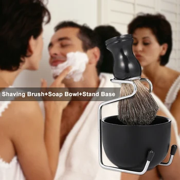 

Male Shaving Set Shaving Soap Bowl with Brush Stand Base Steel Male Facial Hair Cleaning Bathroom Kit