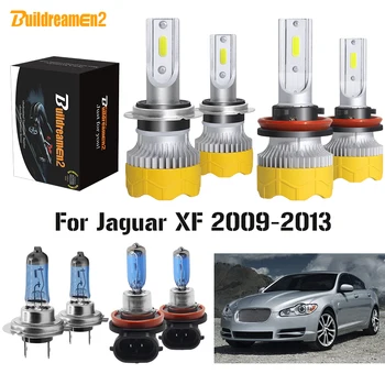 

Buildreamen2 4 Pieces Car Headlight High or Low Beam + Fog LED Lamp Halogen Headlamp White H7 H11 12V For Jaguar XF 2009-2013