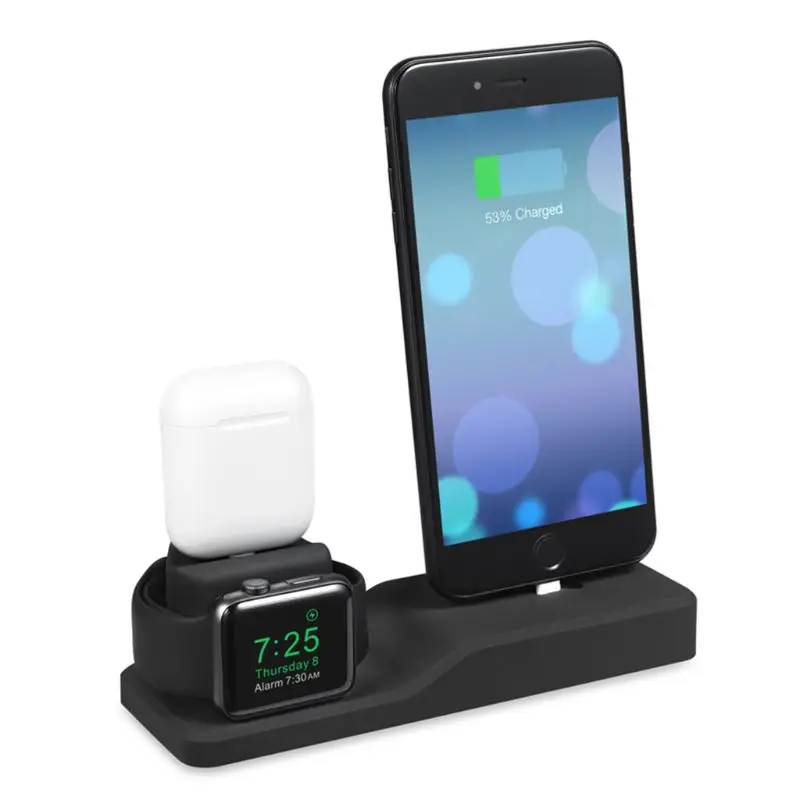 3в1 силиконовый держатель док-станция для Apple Watch для iPhone X XS XR MAX 6 7 8 Airpods