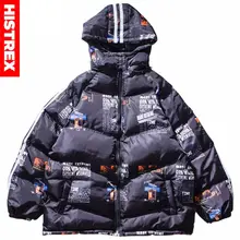 Hip Hop Hooded Jacket Parka Graphic Print Streetwear Men Windbreaker Hoodie Harajuku Winter Padded Jacket Coat Warm Outwear