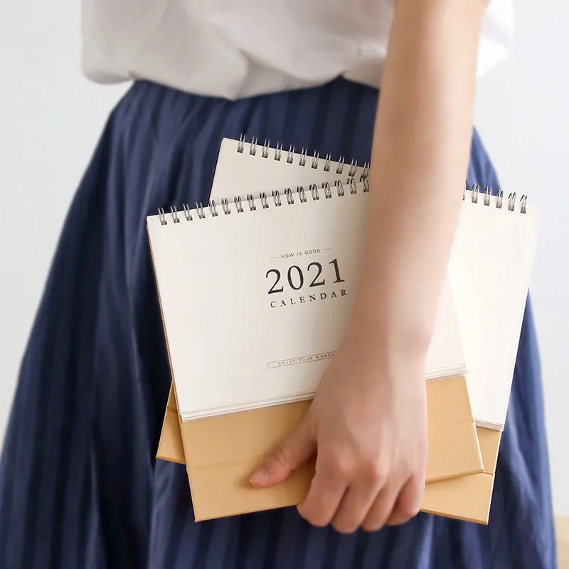 

Coloffice Janpanese Style 2021 New Year Calendar Notebook Coil Table Calendar Office Desktop Stationery Gifts 3 Size,1PC