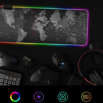 

RGB Large Gaming Mouse Pad World Map Mousepad Colorful Computer Pad Desk Mat Keyboard Pad for Laptop Notebook