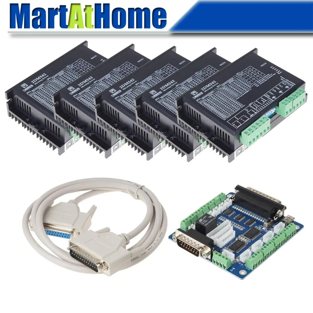 DIY 5 осевой набор драйверов с ЧПУ цифровой шаговый Драйвер 2DM542 24VDC 4.2A & Breakout Board для