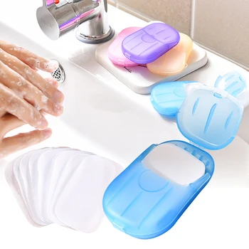 

20 Sheets Disposable Hand Washing Tablet Travel Camping Soap Paper Slice