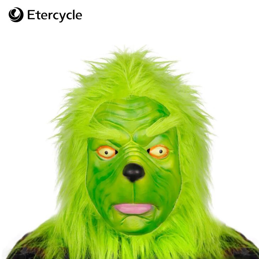 

Party cos Funny Grinch Stole Christmas Cosplay Party Mask Santa Navidad Full Head Latex Mask Further Adult Costume Mask Props