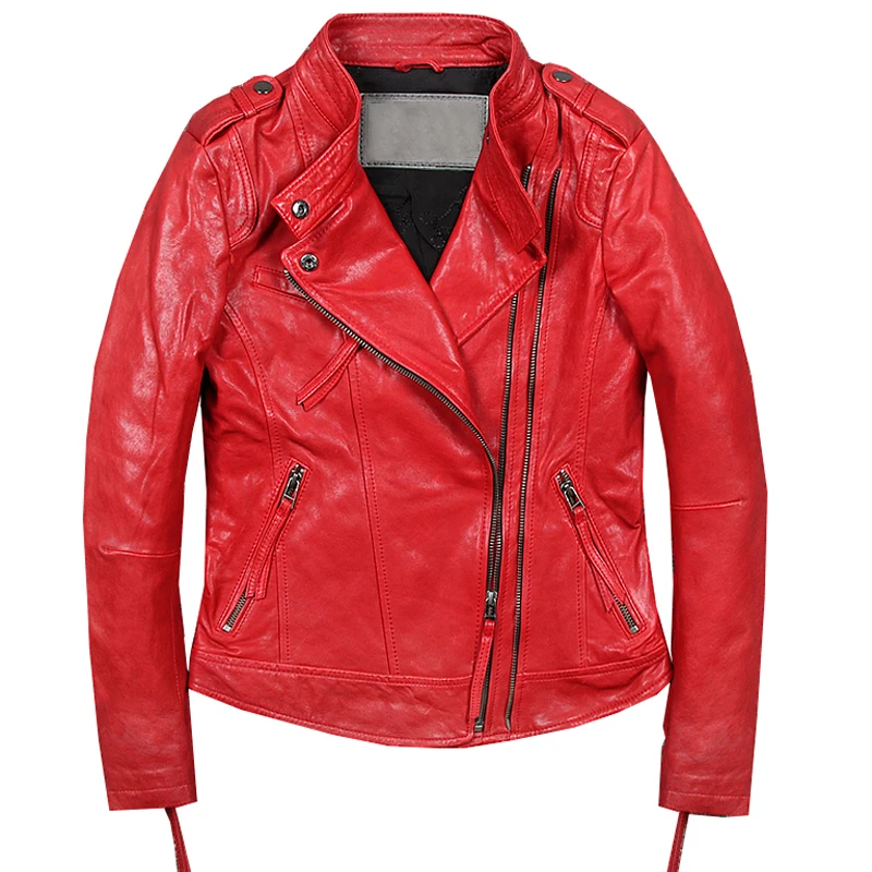 

High Street European Automotive Sheepskin Leather Jackets Coats Summer Spring Thin Genuine Leather Jacket Women Streetwear A599