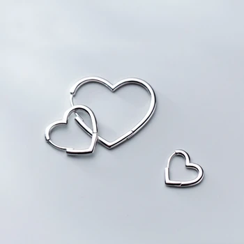 

Bbabydxudzhi 925 Sterling Silver Jewelry Minimalism Heart Shape Hoop Earrings Cuff Clip Fashion Jewelry For Women Girls Gift
