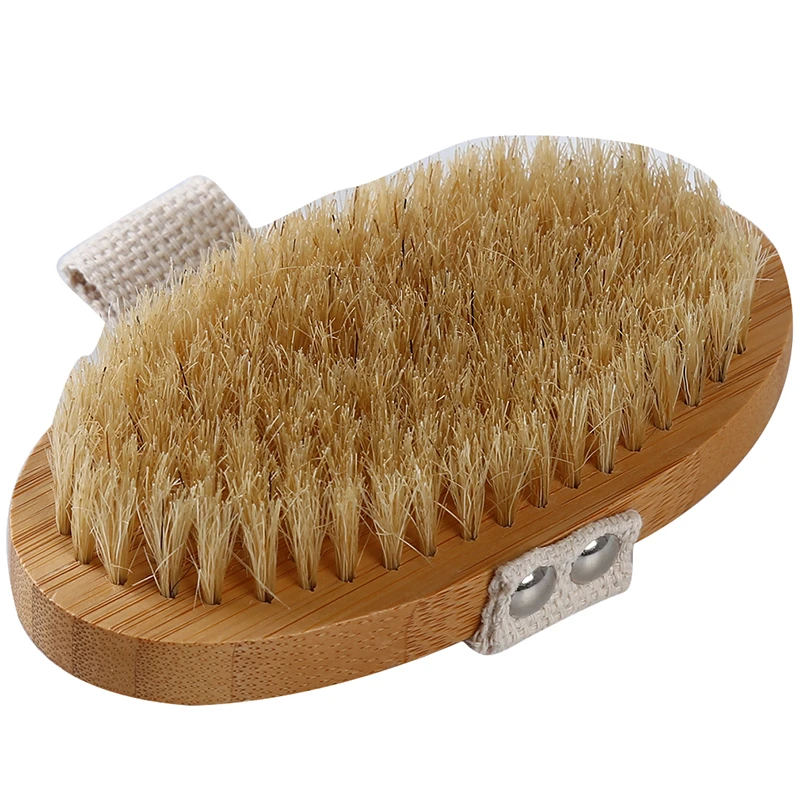 Dry Natural Bristle Bath Brush Oval Shape Bath Brush Exfoliating Body