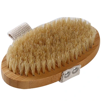 

Dry Natural Bristle Bath Brush Oval Shape Bath Brush Exfoliating Body Massage Dry Brush Bathing SPA Bath Brush