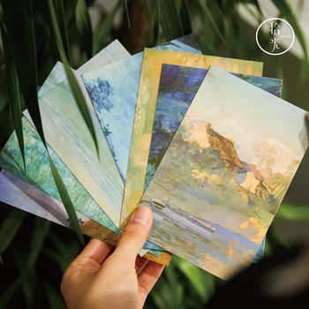

30 Pcs/Set Impression Post Office Postcard Monet Oil Painting Greeting Cards Message Card Gift Stationery