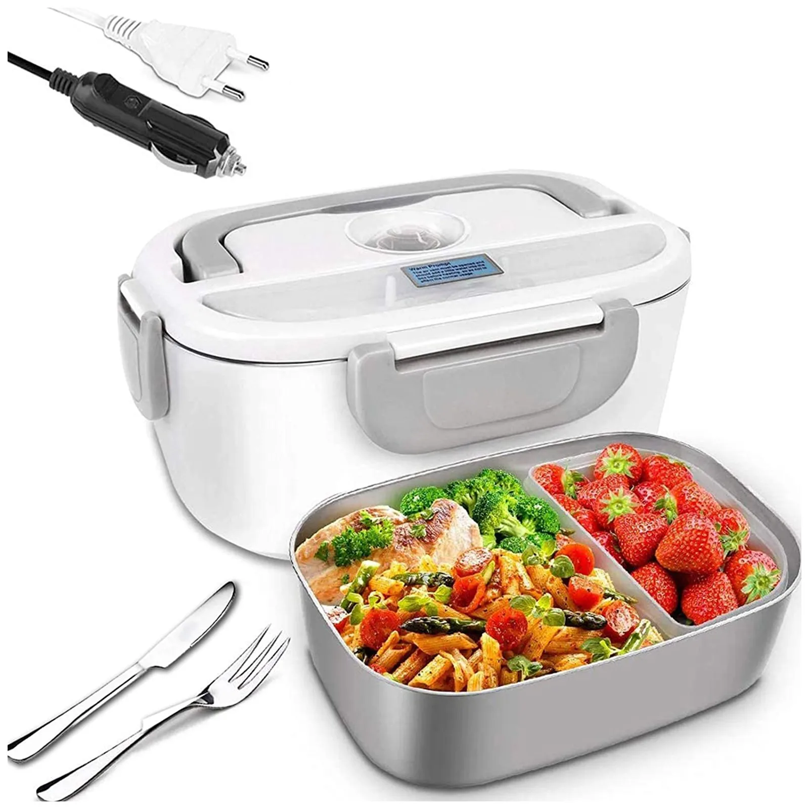 20201topLunch caja eléctrica 3 en 1 caja de almuerzo móvil fiambrera de acero inoxidable coche cocina de uso Dual Коробка Для Ланча