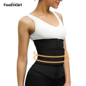 

FeelinGirl Slimming Belt Women Body Shapewear 9 Steel Bone Waist Trainer 100% Latex Modeling Strap Inner Neoprene Cincher