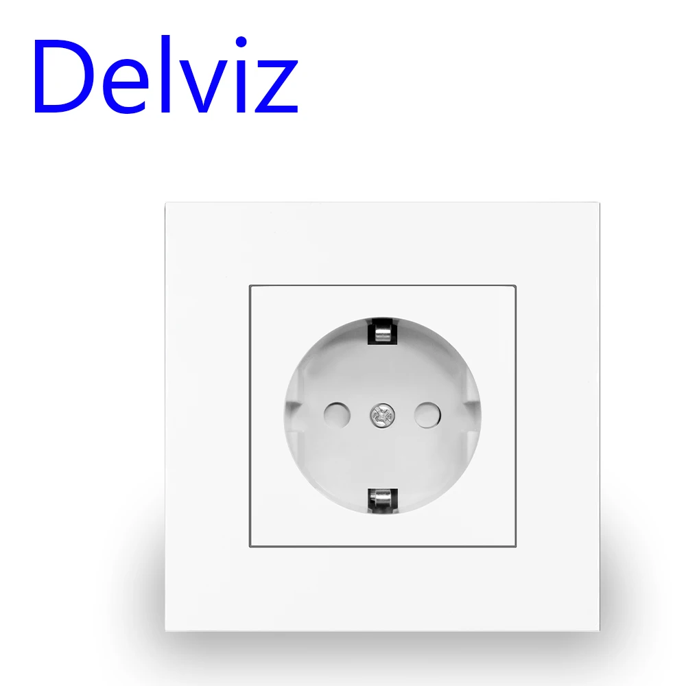 Delviz Wall 16A ปลั๊กไฟ, แผงคริสตัลแก้วคริสตัลสไตล์ใหม่, AC 110V-250V, สีขาว/สีดํา/สีเทา, ในครัวเรือนฝัง EU Standard Outlet 1
