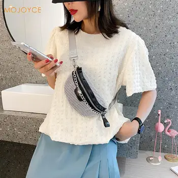 

Outdoor Shopping Accessaries Supplies Women Fanny Chest Bag Zipper Belt Money Purse Rhinestone Chain Crossbody Packs