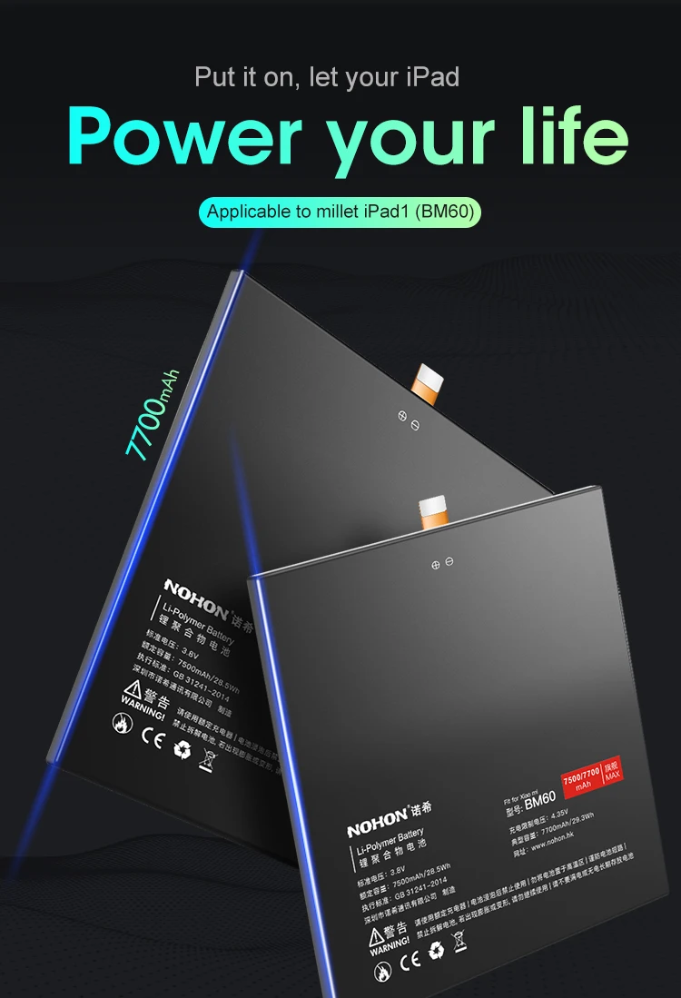 NOHON BM60 Аккумулятор для Xiaomi mi Pad mi pad 1 сменный аккумулятор Pad1 mi pad1 литий-полимерный планшет Bateria бесплатные инструменты 7700 мАч