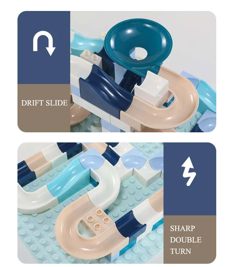 80-360 шт БЛОКИ мраморный гоночный лабиринт, Шариковая дорожка, строительные блоки, пластиковая воронка, горка, конструктор, детские игрушки