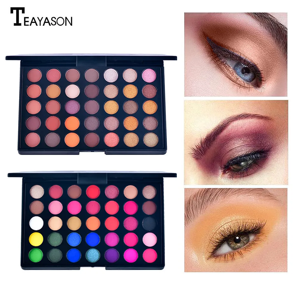 

TEAYASON New 35 Colors Eyeshadow Matte Shimmer Palette Long Lasting Waterproof Earth Shadow Powder Eyeshadow Cosmetic Beauty