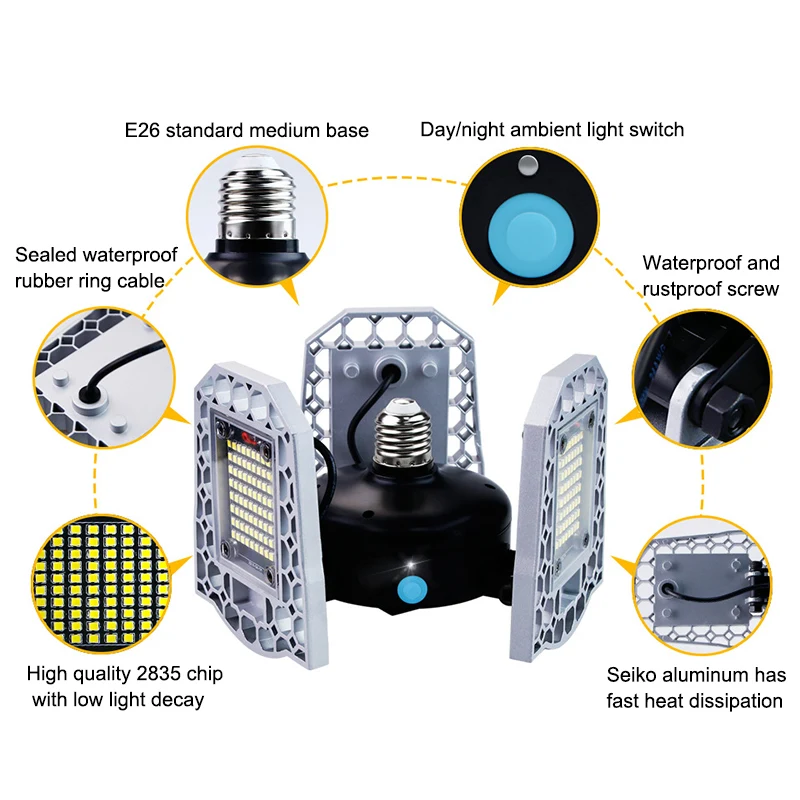 Светодиодный фары гараж 60/80/100W 7200LM деформируемая игрушка потолочня Люстра для полной областях склада мастерской TD326