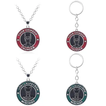 

Marvel Avengers Thor Odinson Hammer Mjolnir Necklaces Keychains Anime Superhero Loki Metal Keyrings Pendants Chaveiro Figure Toy