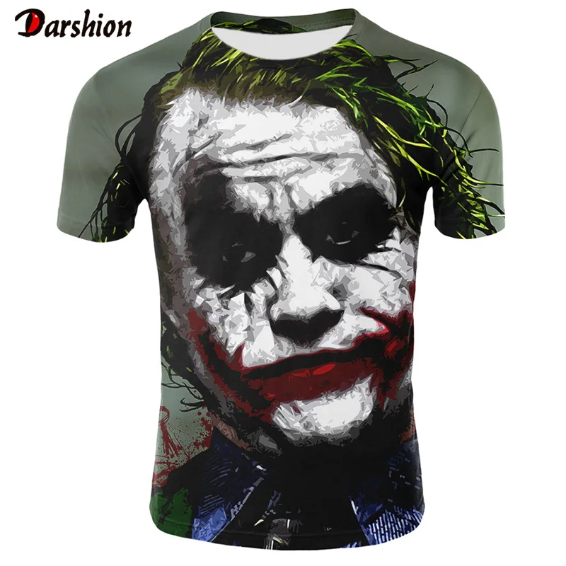 

2019 Summer Newest Clown 3D Printed T Shirt Men Joker Face Casual Male tshirt Clown Short Sleeve Funny T Shirts Tops tee