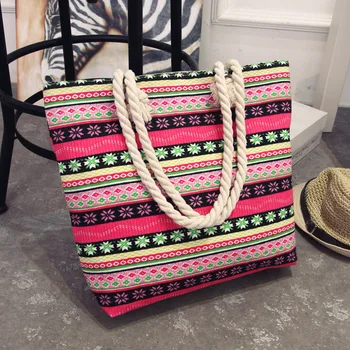 

Fashion Printing Canvas Shopping Bag Ladies Grocery Pouch Large Capacity Totes For Women Bohemian style Handbag Shoulder Bag Hot
