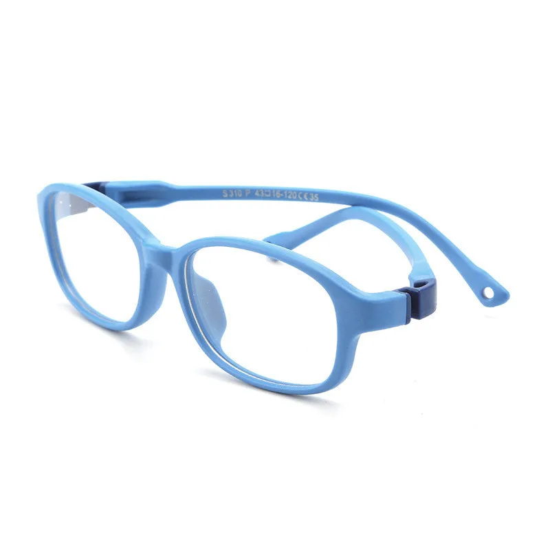 Elbru сверхлегкие съемные детские очки для мальчиков и девочек, мягкие силиконовые круглые оправы, Детские одноцветные оптические очки - Цвет оправы: Light Blue